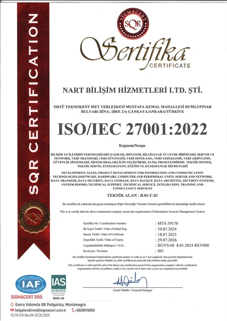ISO/IEC 27001:2022 certificate