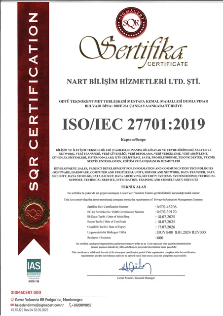 ISO/IEC 27701:2019 certificate