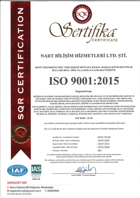 ISO 9001:2015 certificate